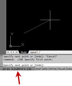 AutoCAD Coordinate Display