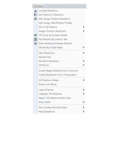 Civil 2017 3D Data Menu