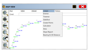 SurvCE and SurvPC 5 Map View | COGO Menu