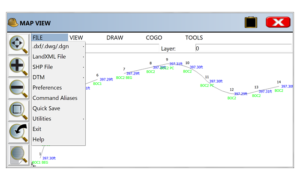 SurvCE and SurvPC 5 Map View | FILE Menu