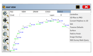 SurvCE and SurvPC 5 Map View | TOOLS Menu