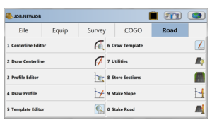 SurvCE and SurvPC 5 Road Menu