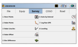 SurvCE and SurvPC 5 Survey Menu